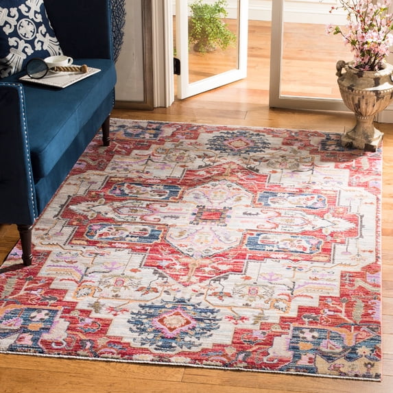 SAFAVIEH Nirvana Comhgham Geometric Area Rug, Cream/Red, 4' x 6'