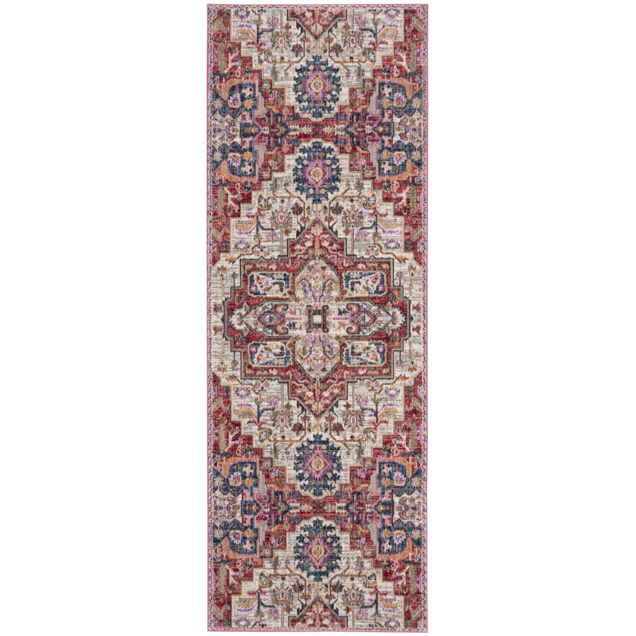 Reversible Rectangular Cotton-Blend Red Area Rug, 8' x 10'