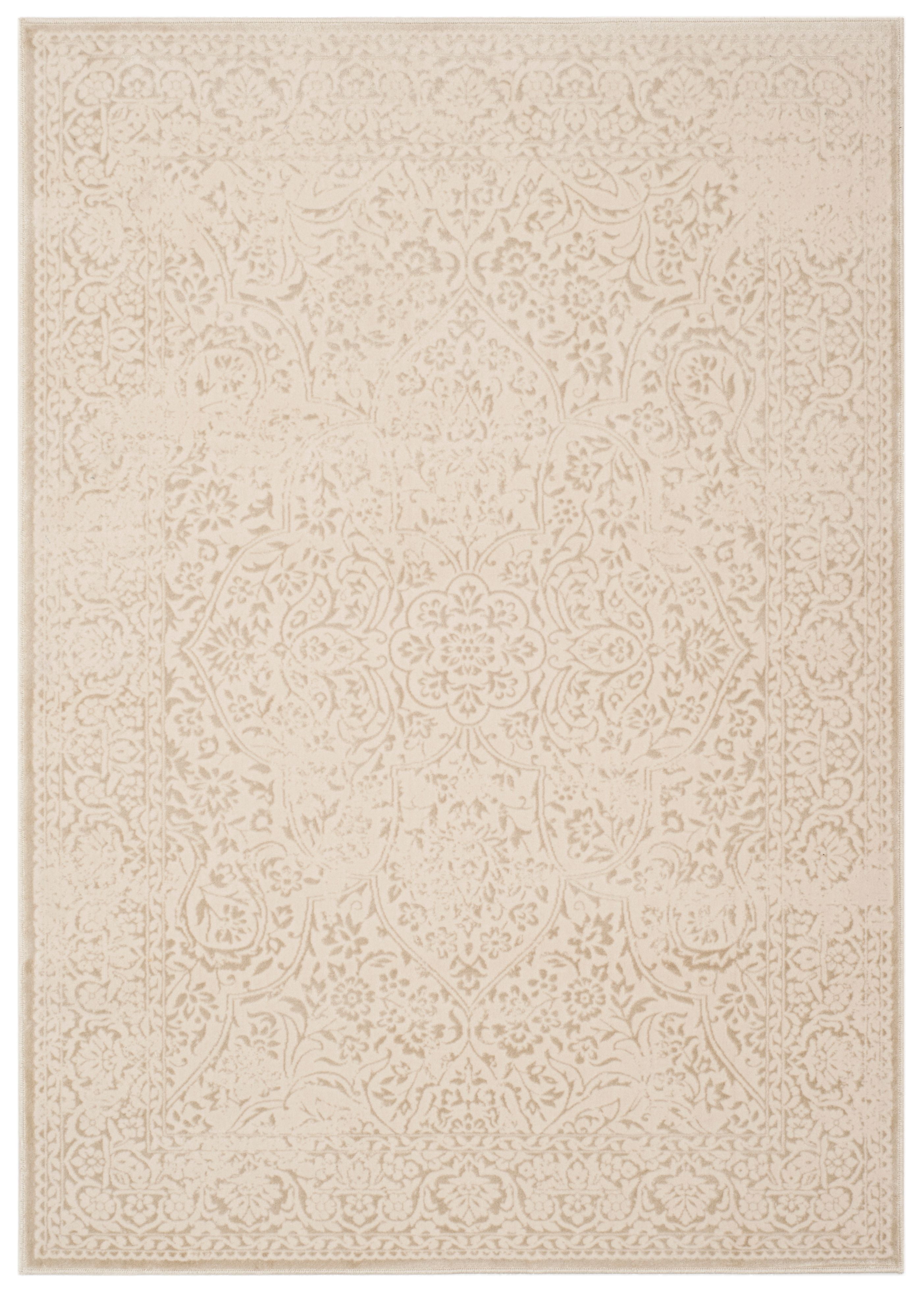 SAFAVIEH Noble Caelestinus Floral Bordered Area Rug, Beige/Ivory, 4' x 5'7"