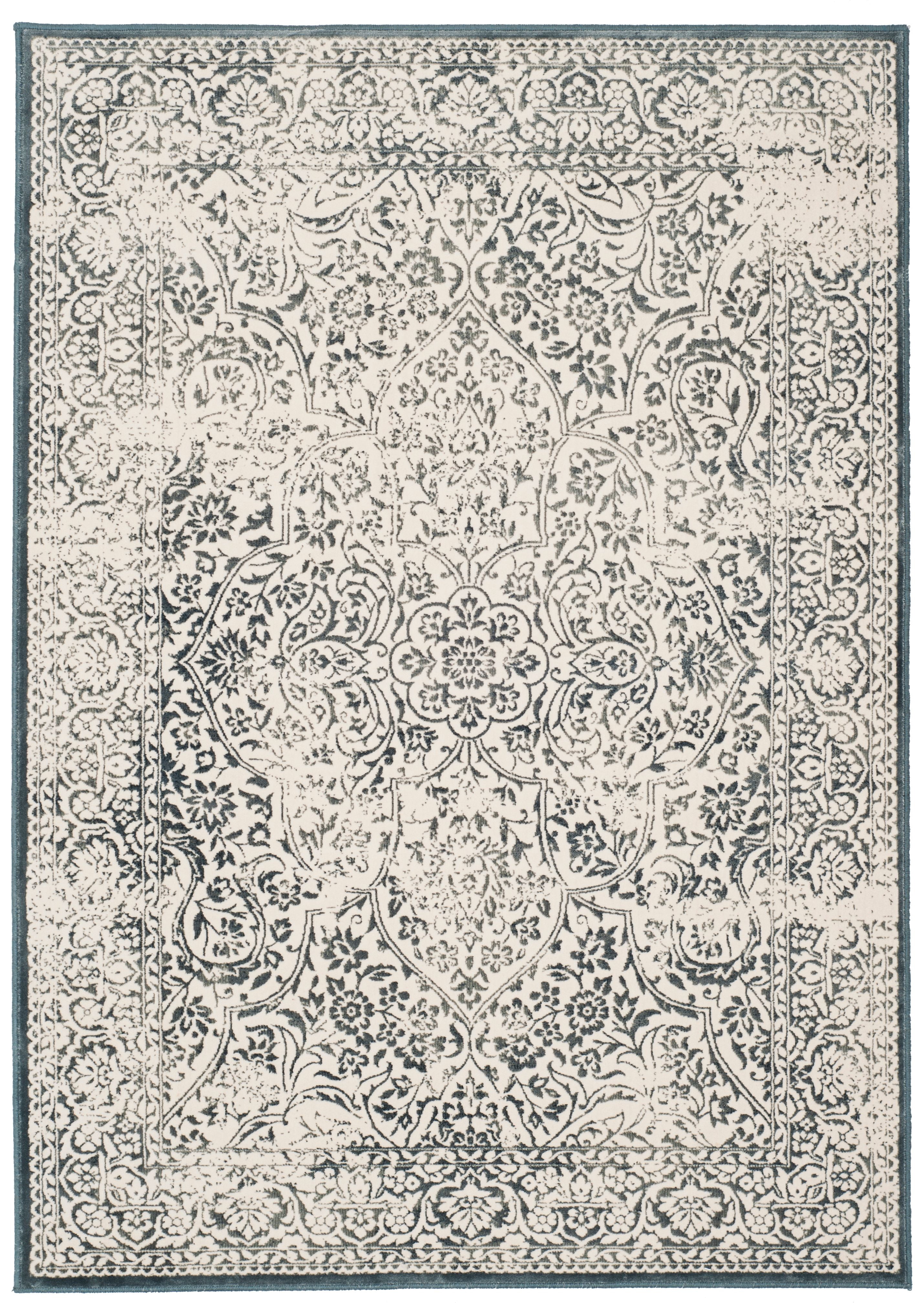 SAFAVIEH Noble Caelestinus Floral Bordered Area Rug, Blue/Ivory, 4' x 5'7"