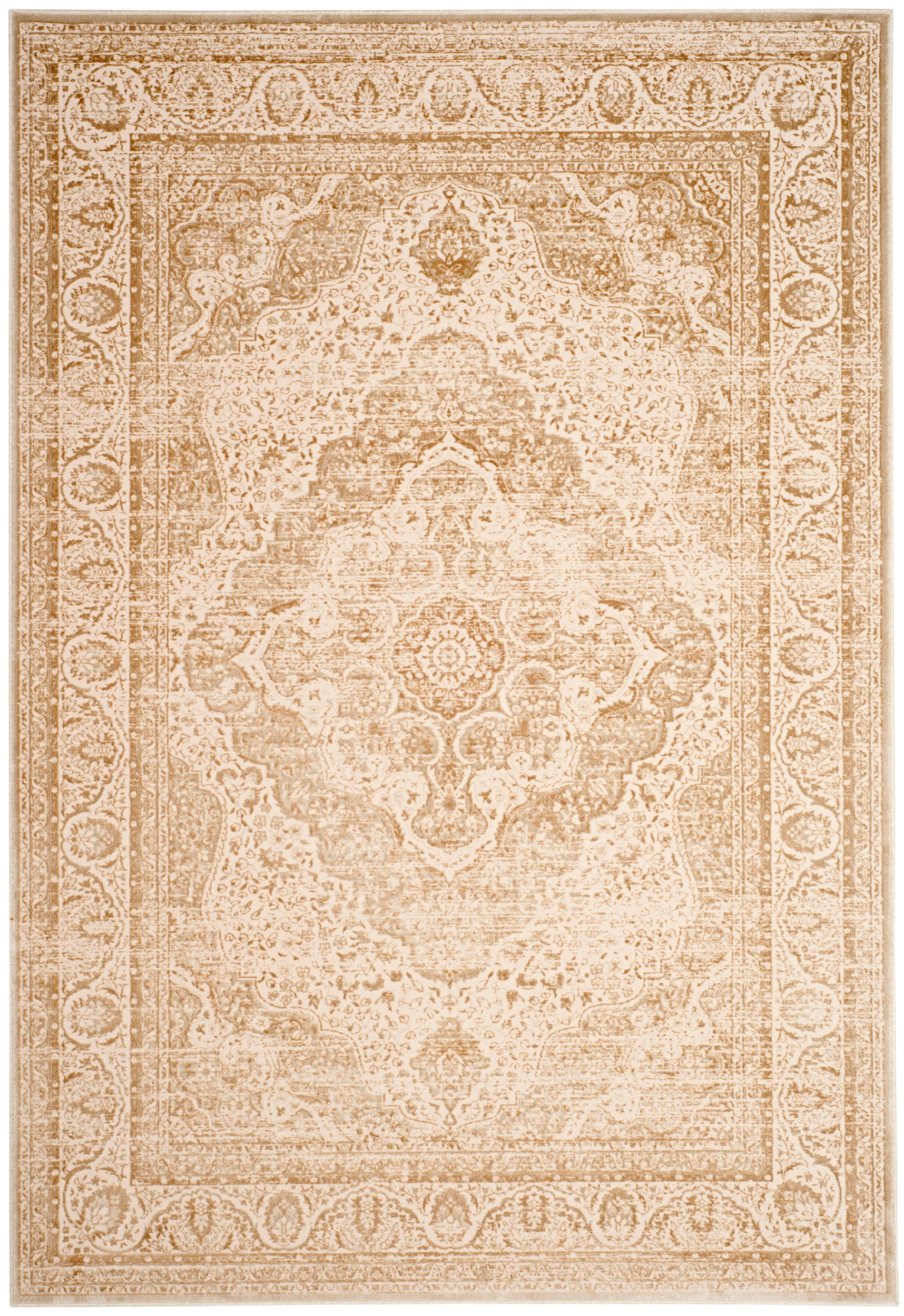 SAFAVIEH Noble Jaron Floral Bordered Area Rug, Light Beige/Cream, 4' x 5'7"