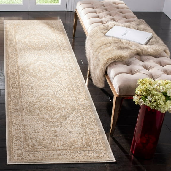 SAFAVIEH Noble Jaron Floral Bordered Runner Rug, Light Beige/Cream, 2'2" x 8'