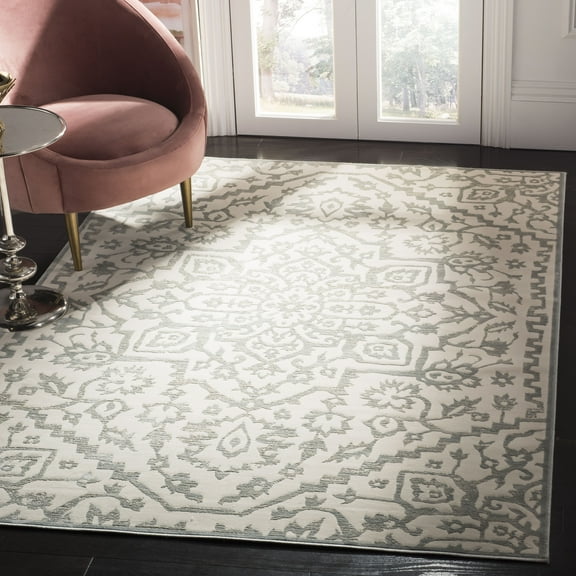 SAFAVIEH Noble Mackenzie Geometric Floral Area Rug, Light Blue/Ivory, 5'1" x 7'6"