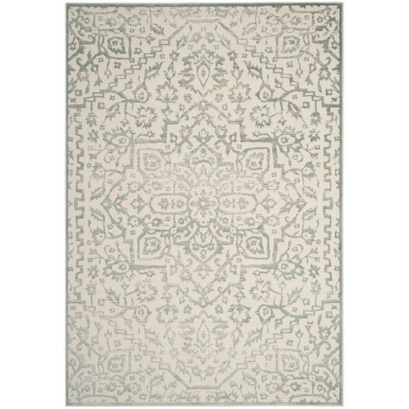 SAFAVIEH Noble Mackenzie Geometric Floral Runner Rug, Light Blue/Ivory, 2'2" x 8'