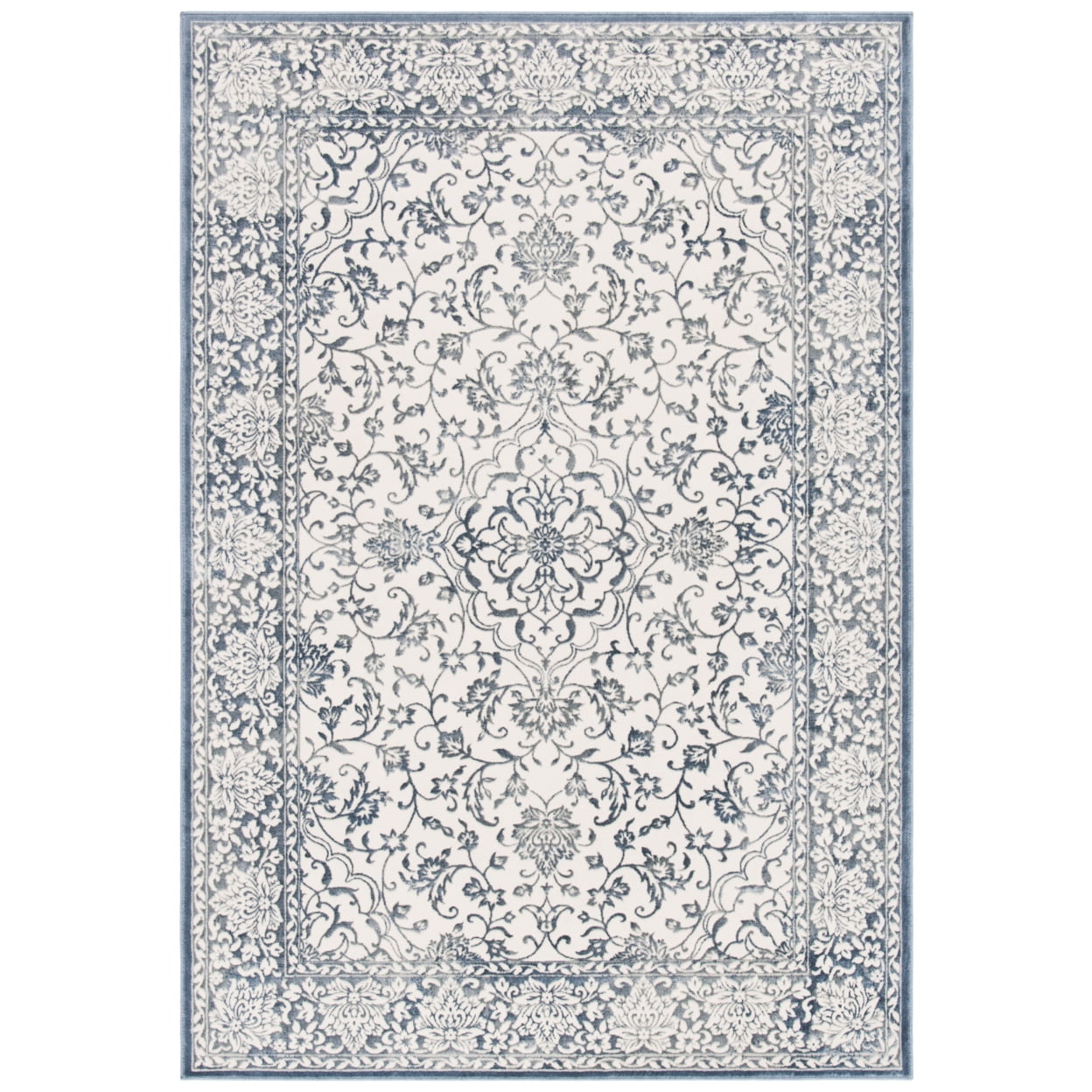 SAFAVIEH Noble Winchester Floral Bordered Area Rug, Dark Blue/Ivory, 5'1" x 7'6"