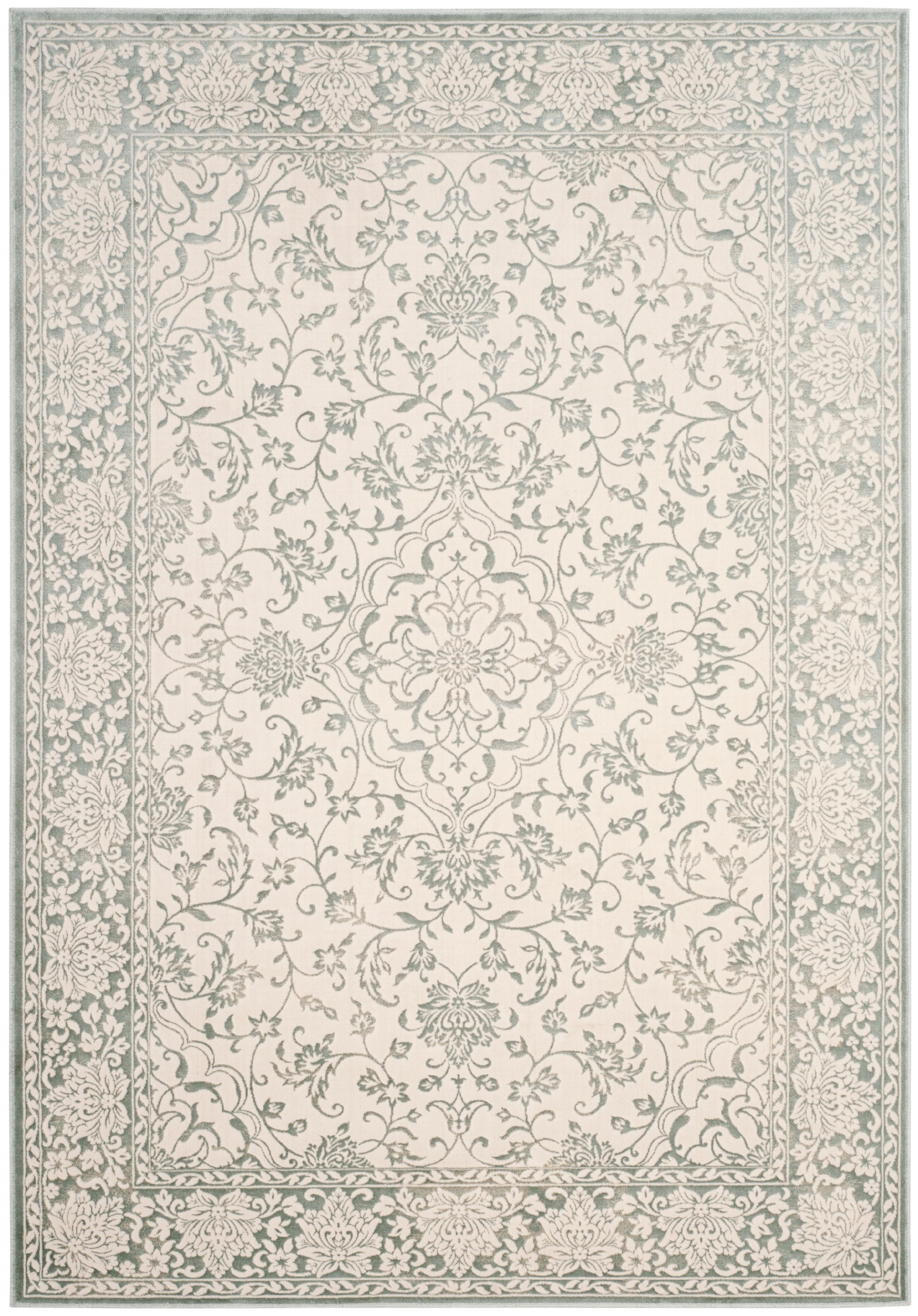 SAFAVIEH Noble Winchester Floral Bordered Area Rug, Light Blue/Ivory, 5'1" x 7'6"