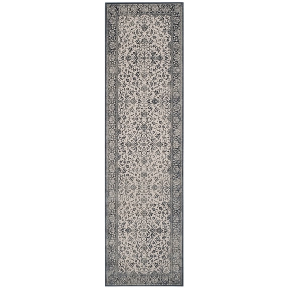 SAFAVIEH Noble Winchester Floral Bordered Runner Rug, Dark Blue/Ivory, 2'2" x 8'
