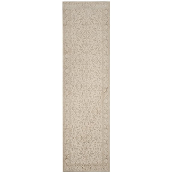 SAFAVIEH Noble Winchester Floral Bordered Runner Rug, Light Beige/Cream, 2'2" x 8'