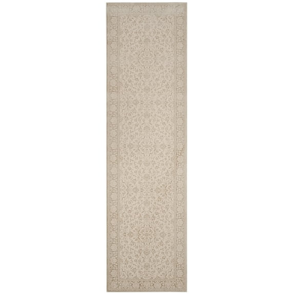 SAFAVIEH Noble Winchester Floral Bordered Runner Rug, Light Beige/Cream, 2'2" x 8'