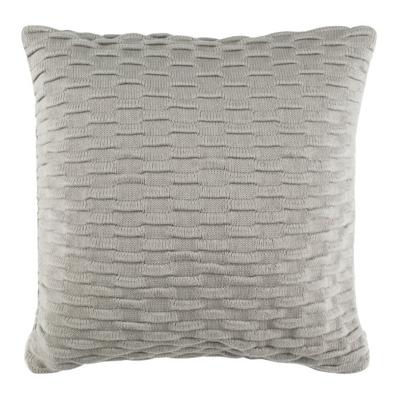 SAFAVIEH Noela Knit 20" x 20" Braided Plush Pillow, Light Grey