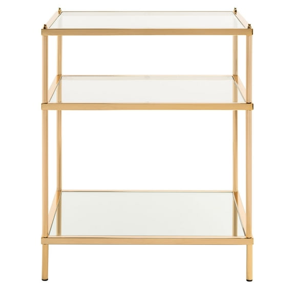 SAFAVIEH Noelia Modern Style Gold Rectangle Glass End Table (22 in. W x 18 in. D x 26.5 in. H)