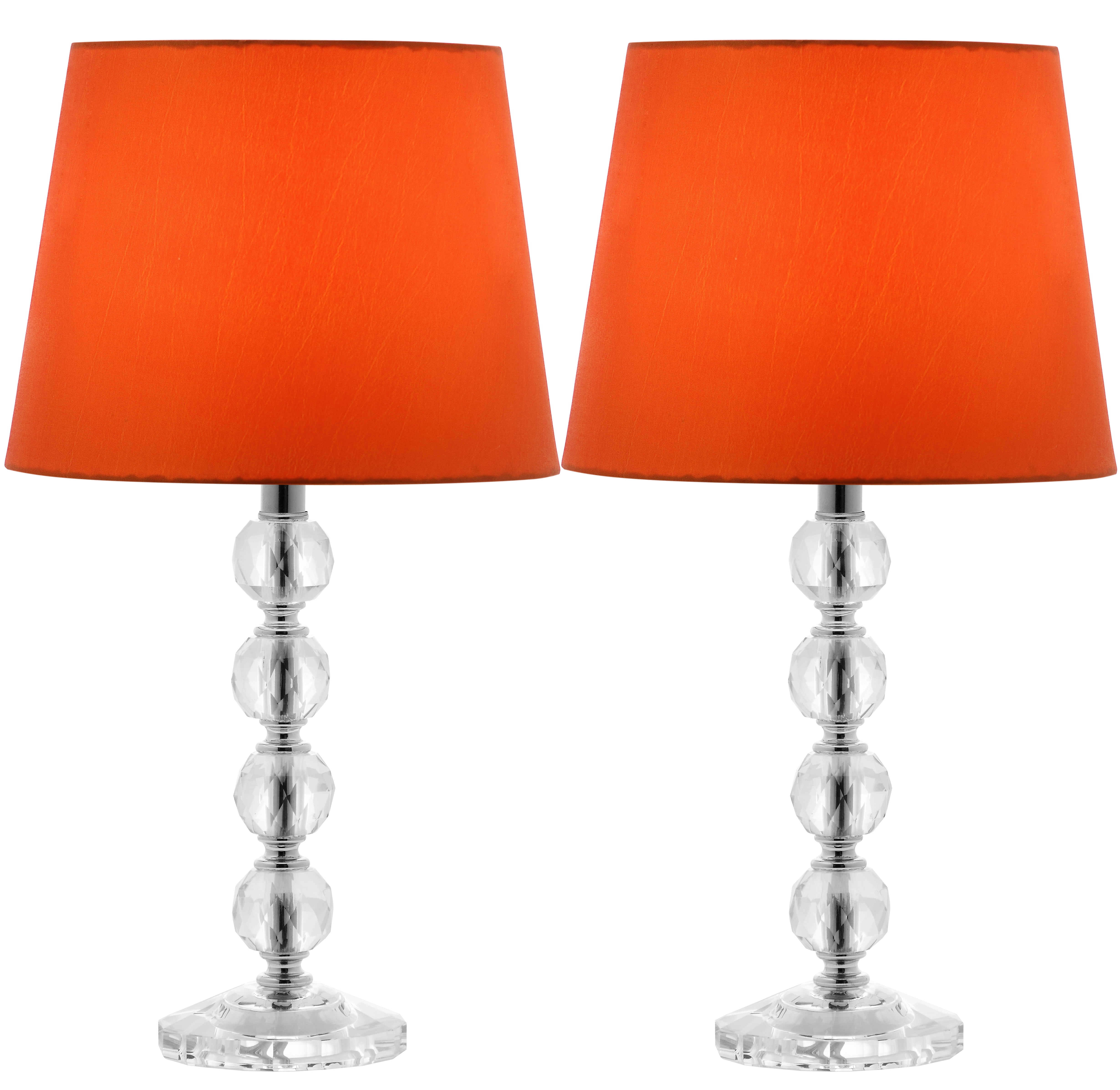 SAFAVIEH Nola 16 in. H Stacked Crystal Ball Table Lamp, Orange, Set of 2