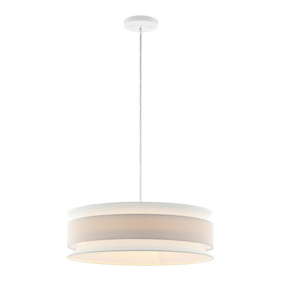 SAFAVIEH Nolana LED Cream Fabric Pendant Light with White Linen Shade