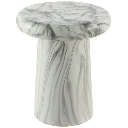 SAFAVIEH Noldita 16" Modern Marble Ceramic Garden Stool, White Marble