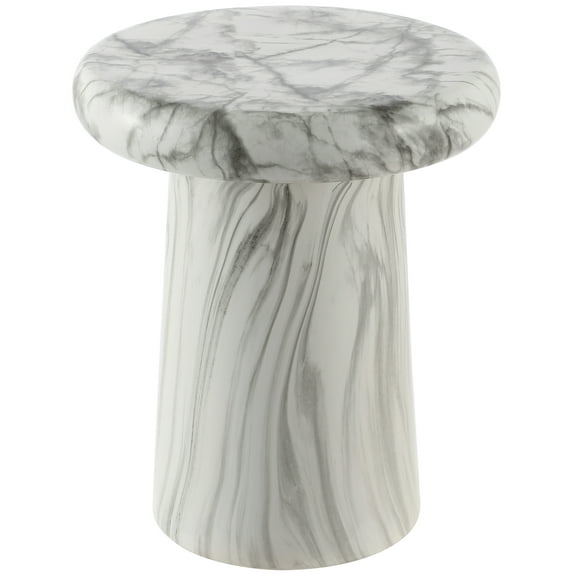 SAFAVIEH Noldita 16" Modern Marble Ceramic Garden Stool, White Marble