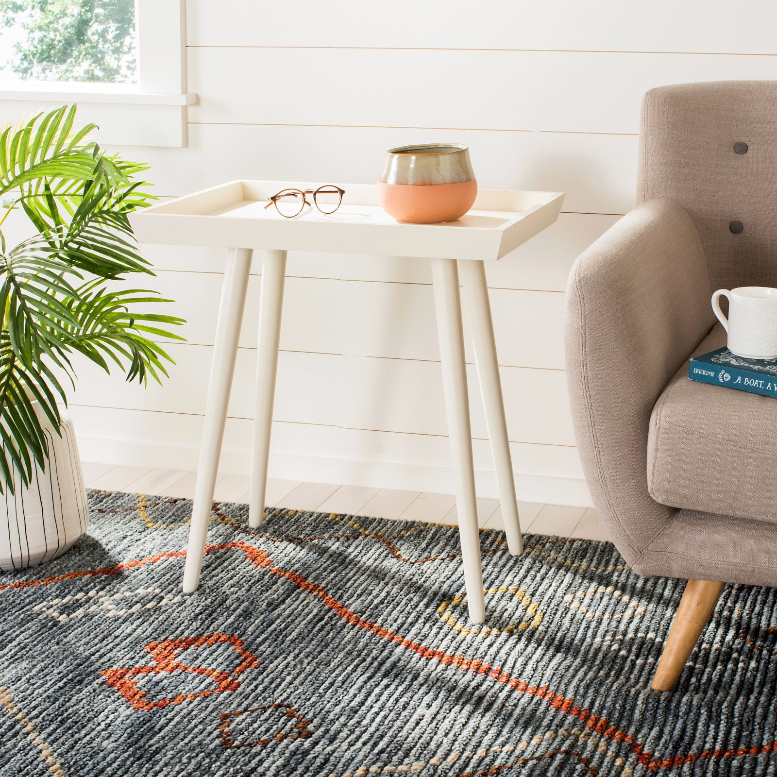 Desert Brown Pine Wood Rectangular Accent Table