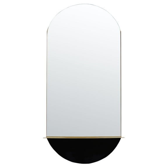SAFAVIEH Norbury 18 in. x 36 in. Solid Frame Mirror, Brass/Black