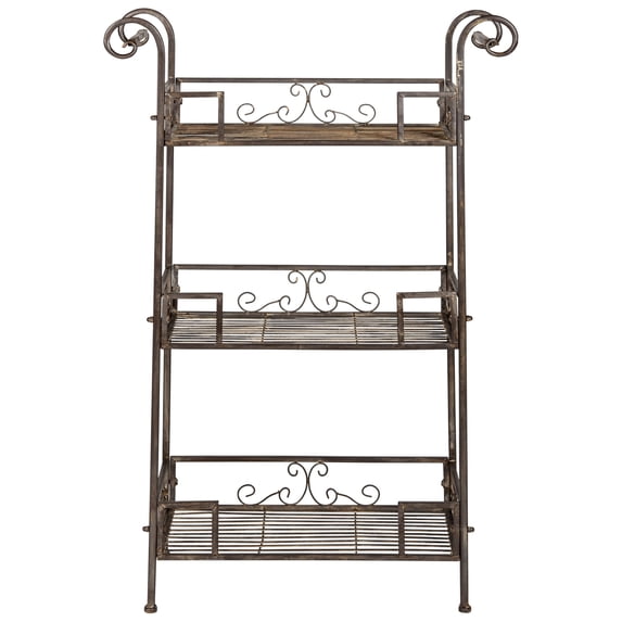 SAFAVIEH Noreen Outdoor Patio 3 Tier Shelf, Rustic Brown