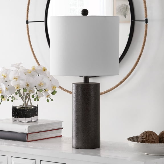 SAFAVIEH Nori 24 in. Solid Polyresin Table Lamp, Dark Grey