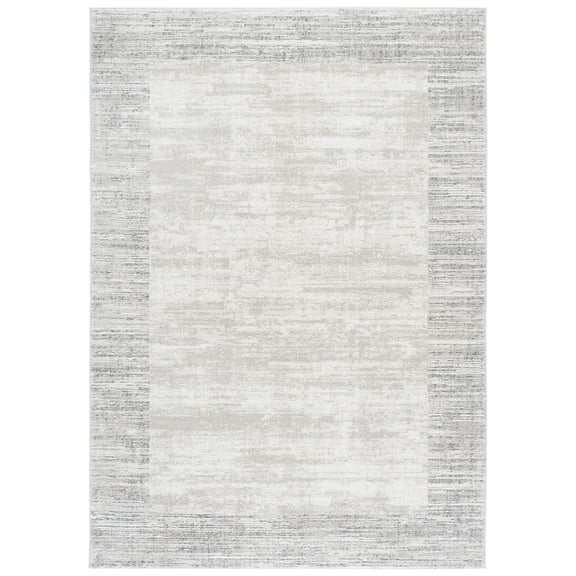 SAFAVIEH Northport Tashi Border Area Rug, Ivory/Grey, 8' x 10'