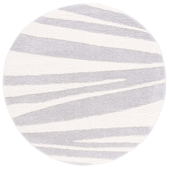 SAFAVIEH Norway Duncan Modern Area Rug, Grey/Ivory, 6'7" x 6'7" Round