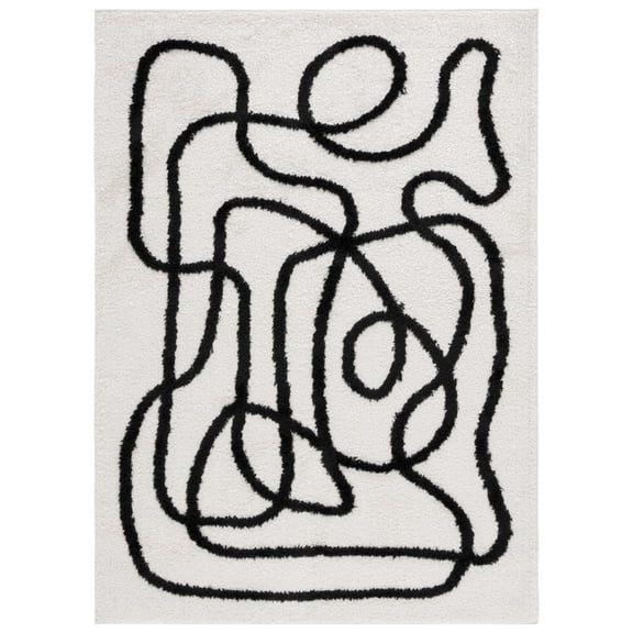 SAFAVIEH Norway Durga Modern Area Rug, Ivory/Black, 4' x 6'