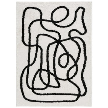 SAFAVIEH Norway Durga Modern Area Rug, Ivory/Black, 5'3" x 7'6"