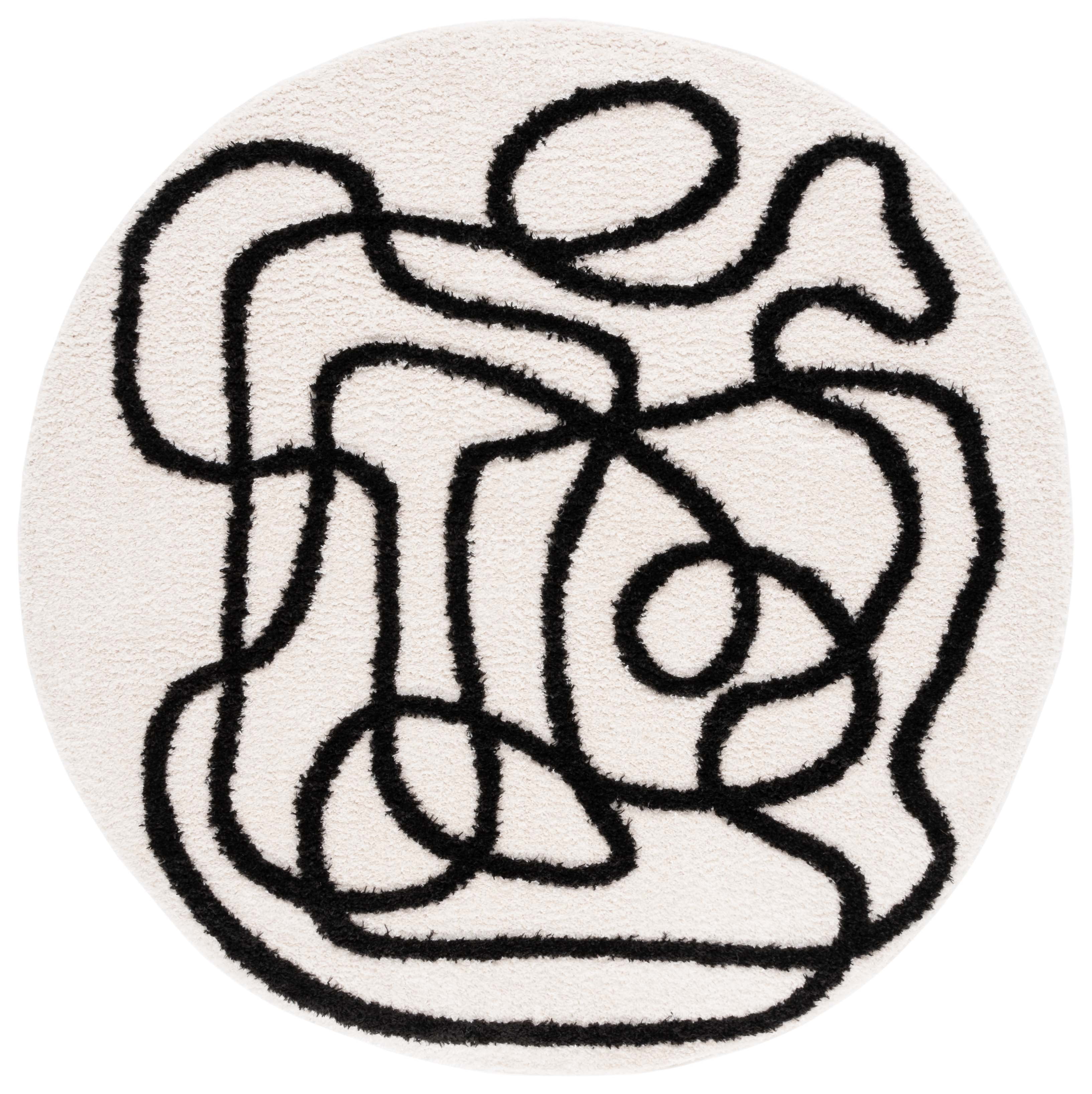 Durga Rugs SAFAVIEH Norway Durga Modern Area Rug, Ivory/Black, 6'7
