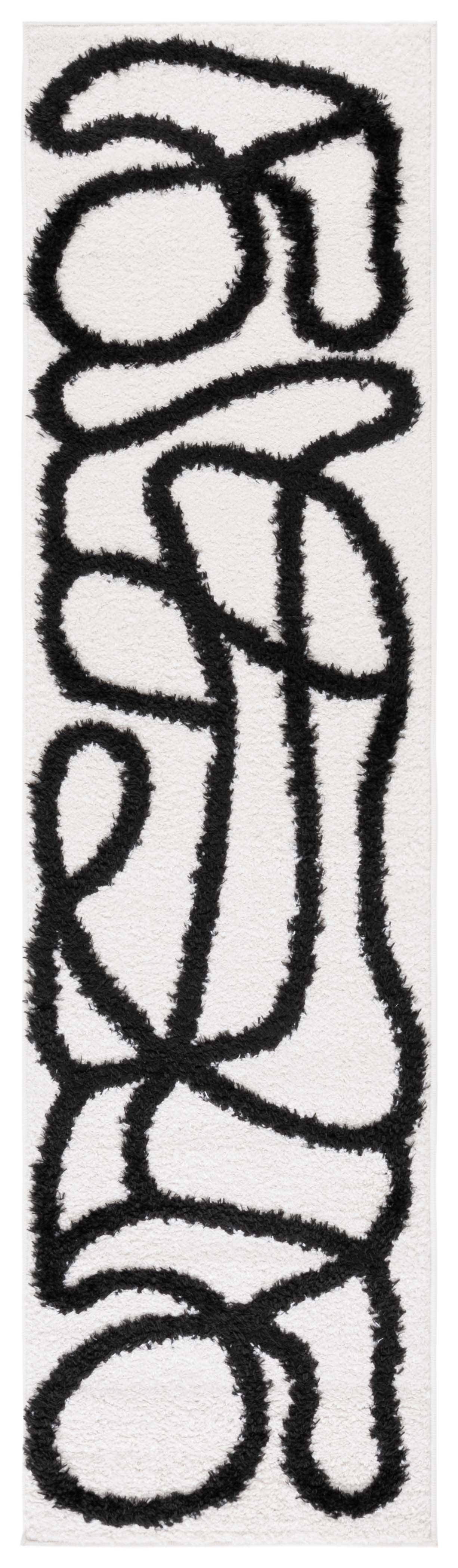 Durga Rugs SAFAVIEH Norway Durga Modern Runner Rug, Ivory/Black, 2'2