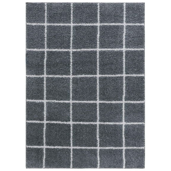 SAFAVIEH Norway Dusan Plaid Area Rug, Dark Grey/Light Grey, 5'3" x 7'6"