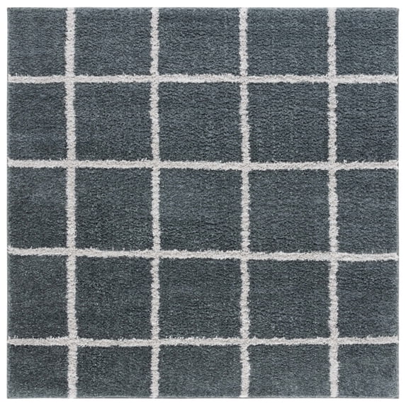 SAFAVIEH Norway Dusan Plaid Area Rug, Dark Grey/Light Grey, 6'7" x 6'7" Square