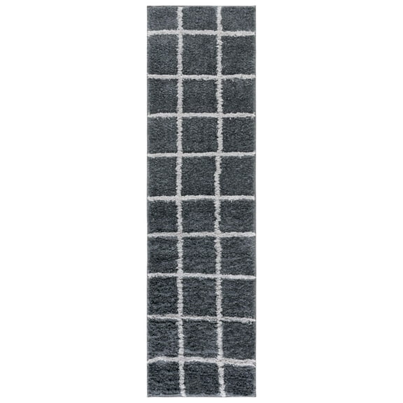 SAFAVIEH Norway Dusan Plaid Runner Rug, Dark Grey/Light Grey, 2'2" x 8'