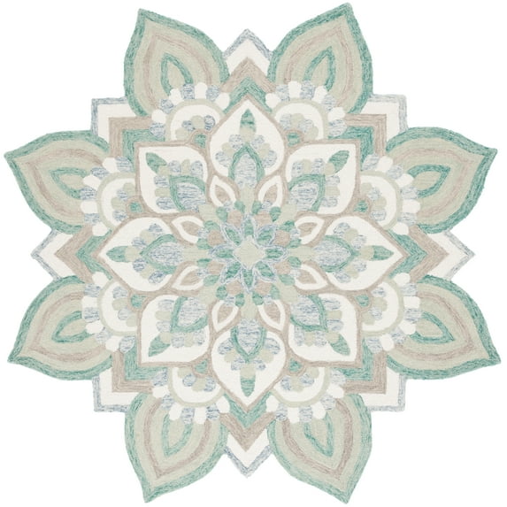 SAFAVIEH Novelty Abigail Floral Area Rug, Blue/Ivory, 8' x 8' Round