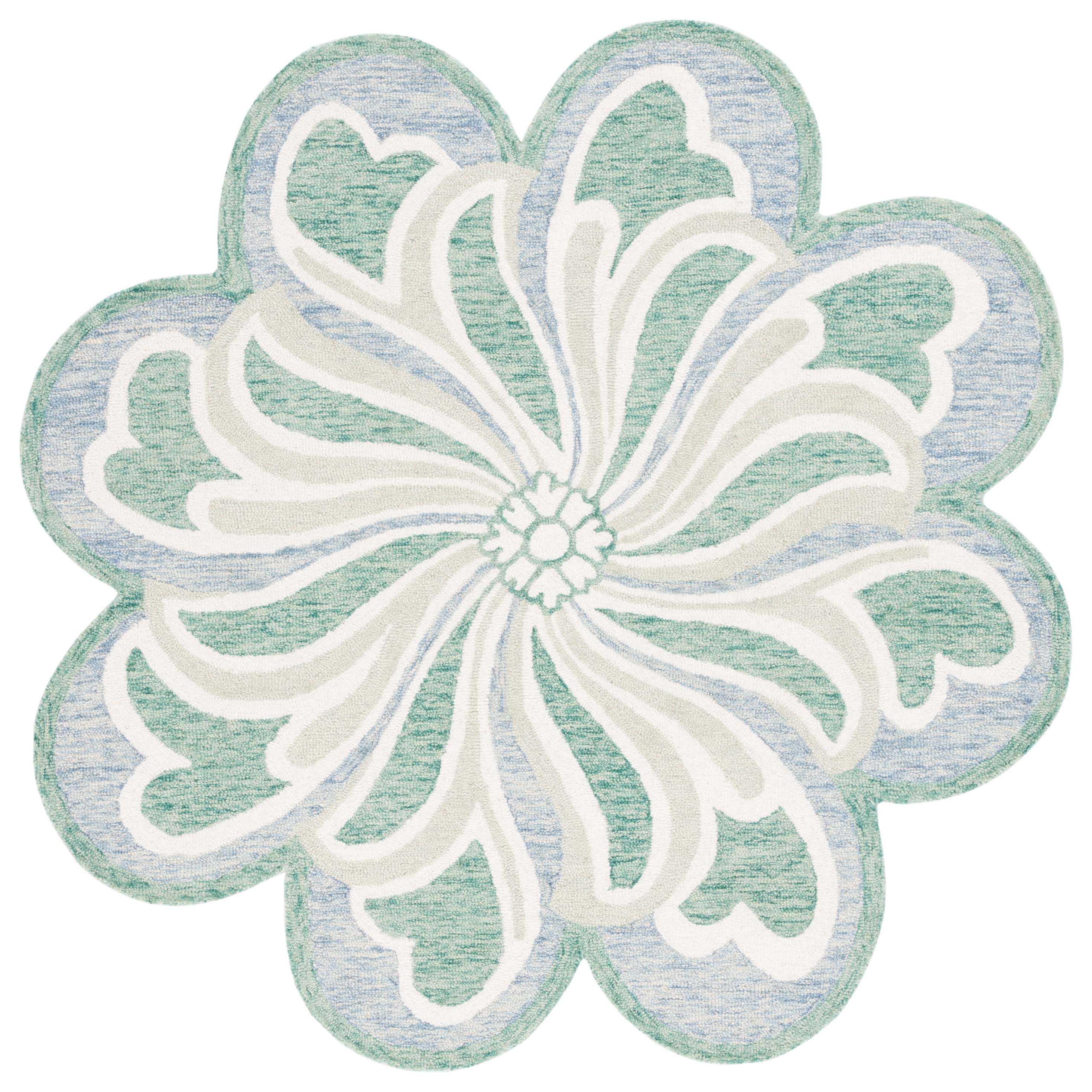 SAFAVIEH Novelty Alaois Floral Area Rug, Grey/Green, 5' x 5' Round