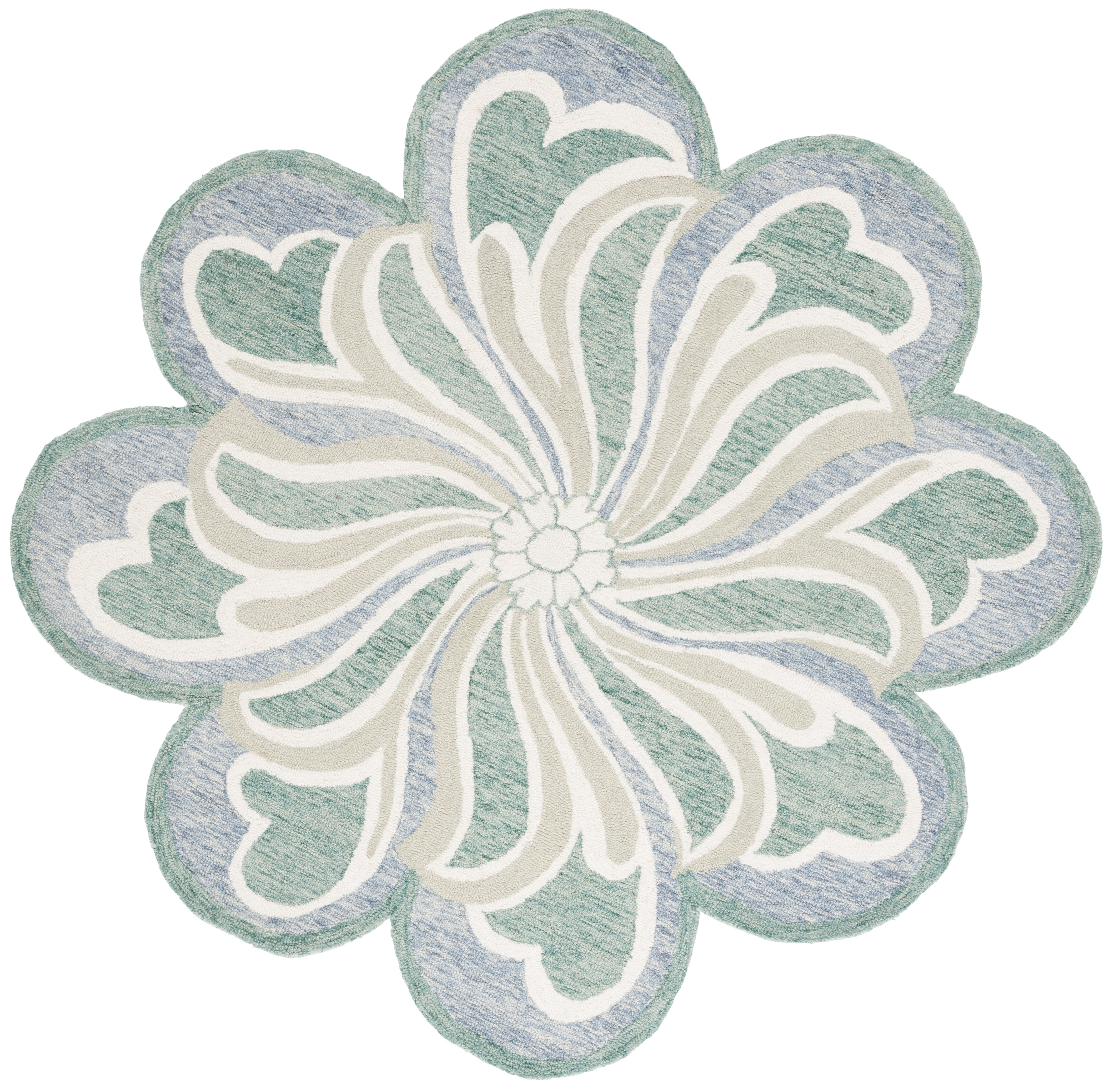 SAFAVIEH Novelty Alaois Floral Area Rug, Grey/Green, 6' x 6' Round