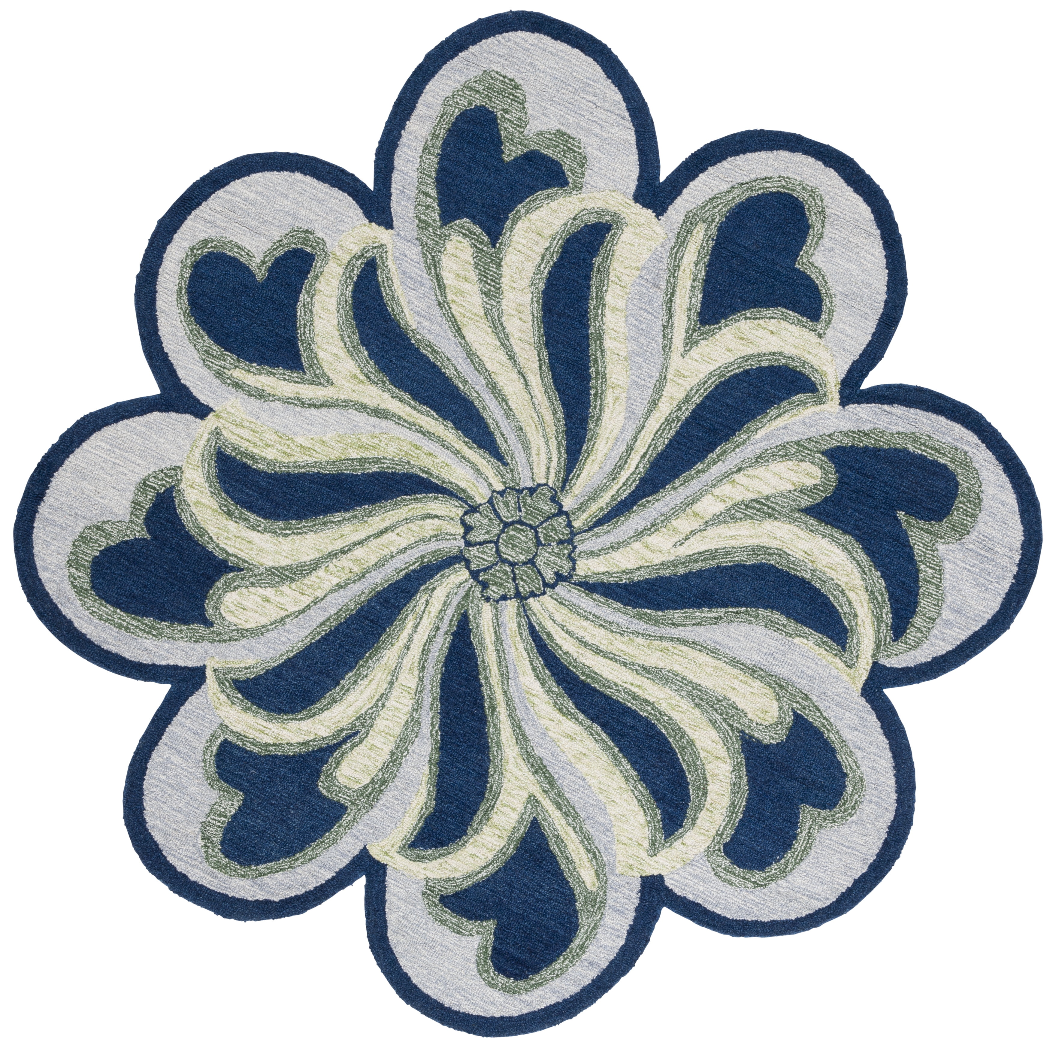 SAFAVIEH Novelty Alaois Floral Area Rug, Navy/Green, 6' x 6' Round