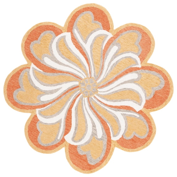 SAFAVIEH Novelty Alaois Floral Area Rug, Rust/Gold, 4' x 4' Round