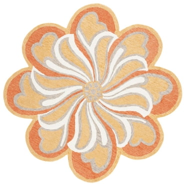 SAFAVIEH Novelty Alaois Floral Area Rug, Rust/Gold, 5' x 5' Round