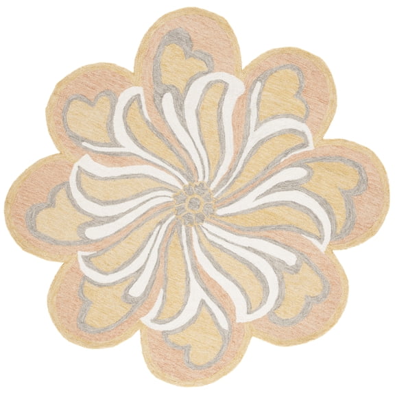 SAFAVIEH Novelty Alaois Floral Area Rug, Rust/Gold, 6' x 6' Round