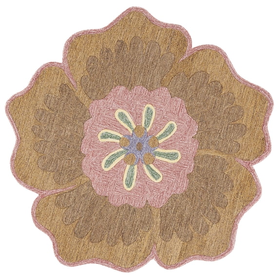 SAFAVIEH Novelty Anabella Floral Area Rug, Gold/Pink, 4' x 4' Round