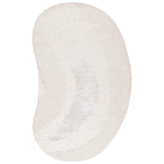 SAFAVIEH Novelty Braxton Solid Area Rug, Ivory/Beige, 5' x 8' Scalloped