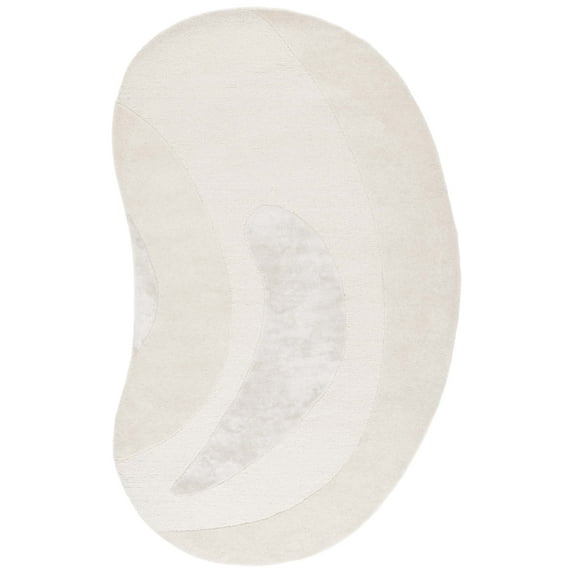 SAFAVIEH Novelty Braxton Solid Area Rug, Ivory/Beige, 6' x 9' Scalloped
