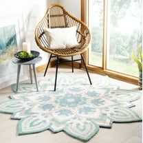 SAFAVIEH Novelty Cherlyn Floral Area Rug, Blue/Ivory, 6' x 6' Round