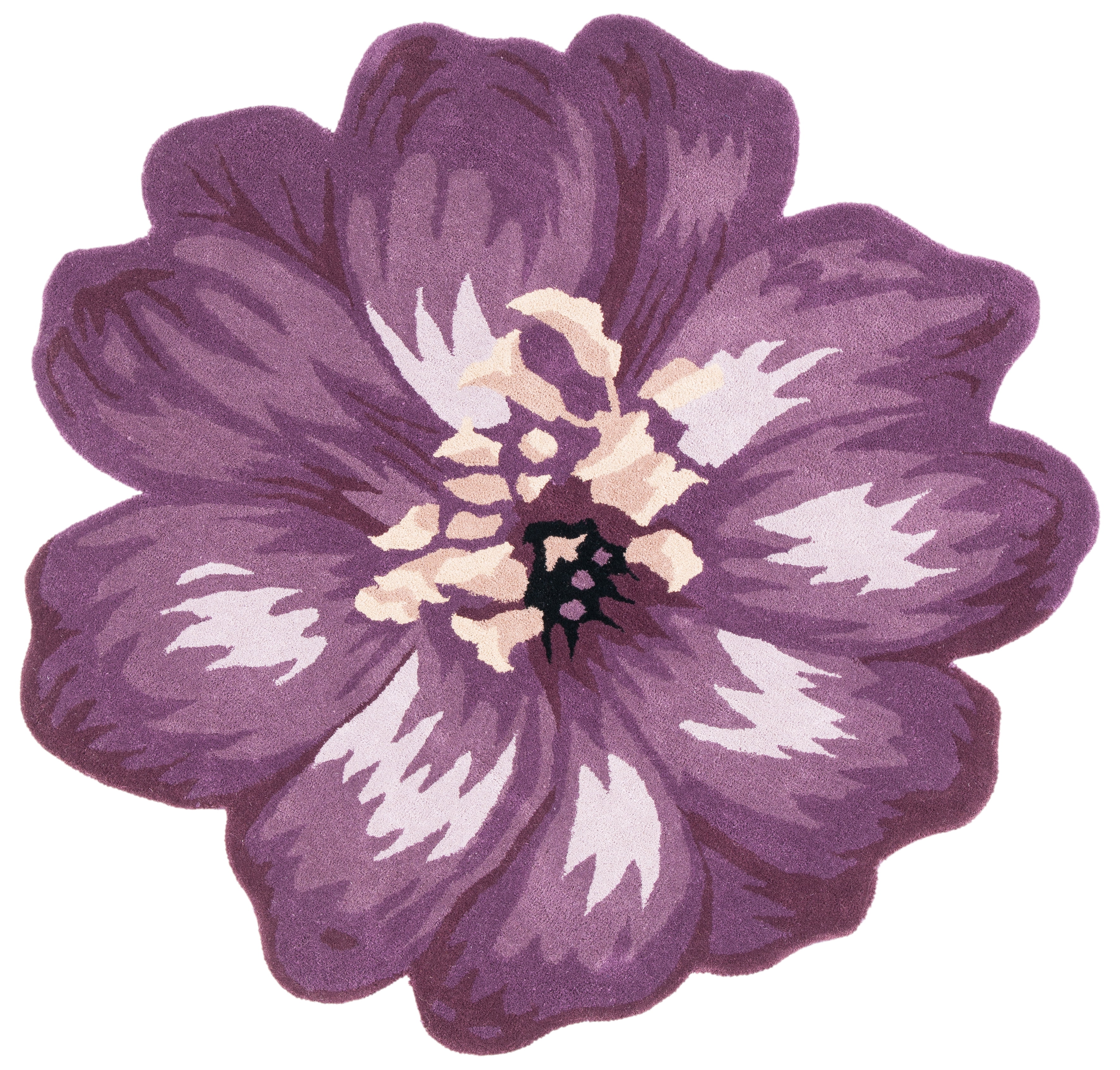 SAFAVIEH Novelty Vivienne Floral Wool Area Rug, Lilac, 5' x 5' Round