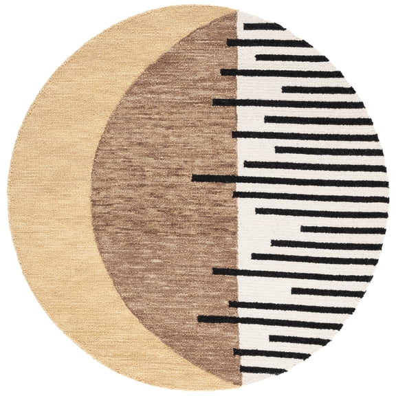 SAFAVIEH Novelty Eleanora Abstract Area Rug, Brown/Beige, 3' x 3' Round