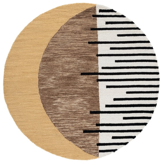 SAFAVIEH Novelty Eleanora Abstract Area Rug, Brown/Beige, 5' x 5' Round