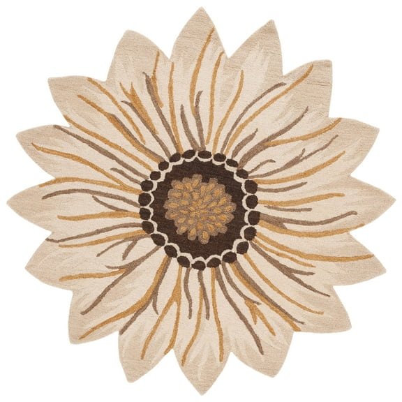 SAFAVIEH Novelty Fabiana Floral Area Rug, Gold/Beige, 6' x 6' Round