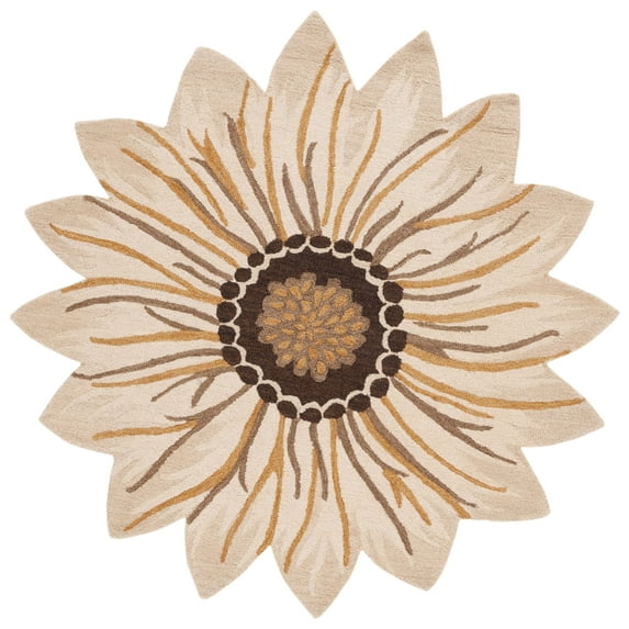 SAFAVIEH Novelty Fabiana Floral Area Rug, Gold/Beige, 6' x 6' Round