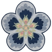 SAFAVIEH Novelty Flor Floral Area Rug, Blue/Grey, 5' x 5' Round