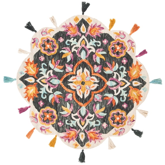 SAFAVIEH Novelty Frosina Floral Wool Area Rug, Blue/Pink, 3' x 3' Round